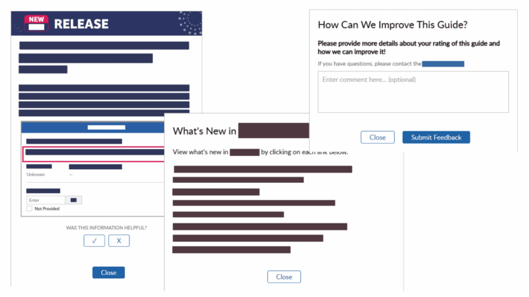 A compilation of three in-app new release guides.